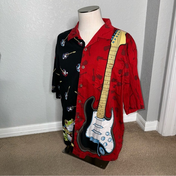 Chillwear Y2K frog guitar all over print graphic Button Front Shirt XL - Picture 7 of 12